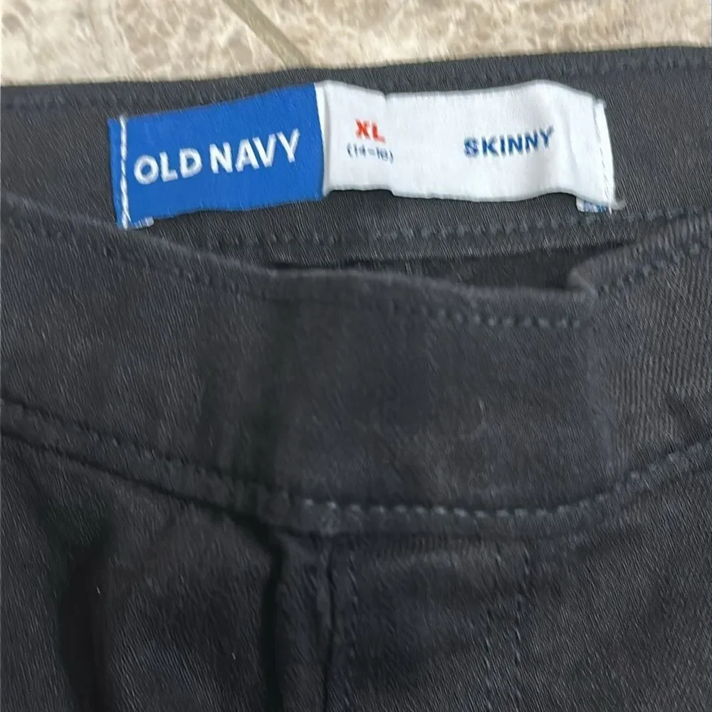 Old Navy Wow Skinny Pull On Black Jeggings Jeans NEW Girls XL Adjustable Waist